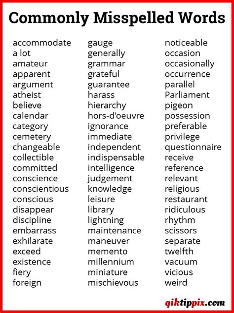 commonly misspelled words worksheet 8th grade
